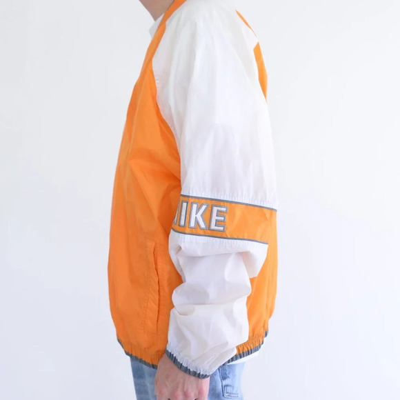 Vintage 90S Nike Rare Red Check Orange And White Half Zip Nylon Pull Over Jacket - Picture 4 of 14